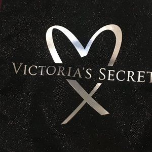 🖤🌺🌟VICTORIAS SECRET🌟🌺🖤BLACK And SILVER  GLITTER GLAM Tote Bag🌟
